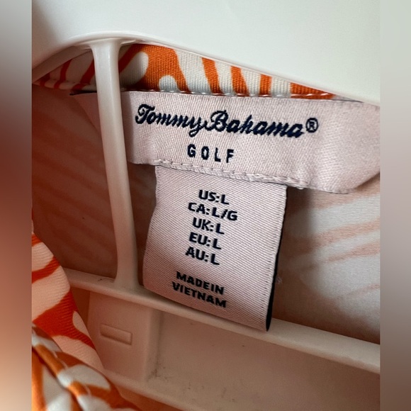 Tommy Bahama Golf orange white full zip long sleeve stretch athletic top sz L - Picture 4 of 6